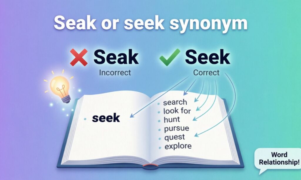 Seak or seek synonym